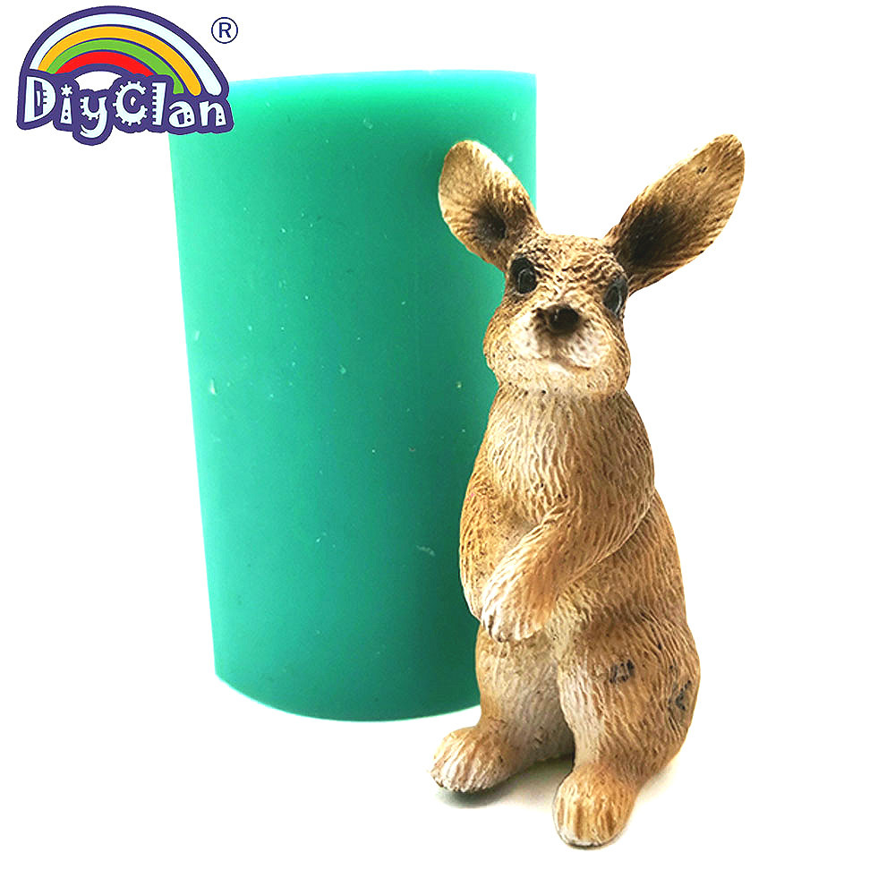 Bunny Cake Mold - 3D シミュレーションウサギシリコーン型ケーキデコレーション用イースターバニーキャンドル作成動物形状石膏樹脂型手芸品