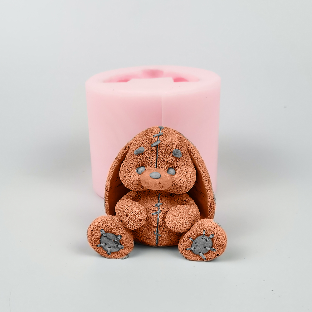 Bunny Cake Mold - シリコーン型 3D かわいい漫画ぬいぐるみウサギの石鹸シリコーン型フォンダン型チョコレートぬいぐるみバニームースケーキ型