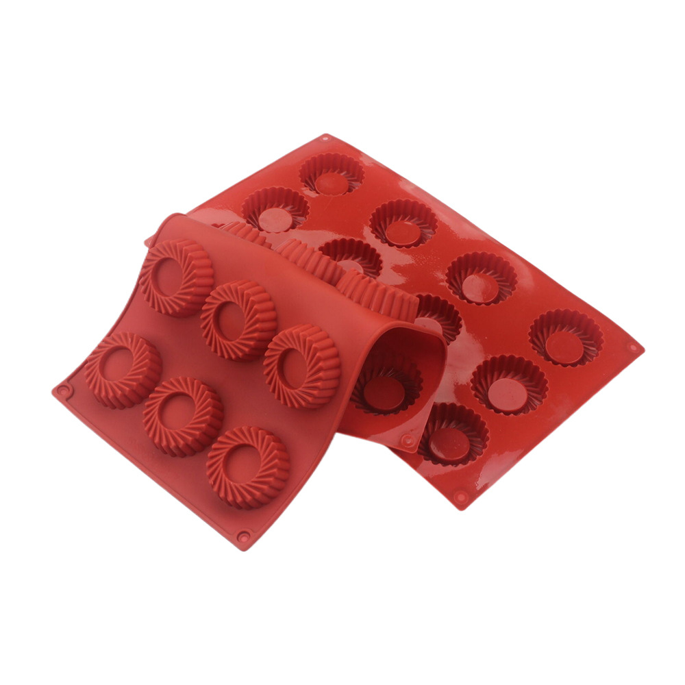 Donut Mold Silicone - 12穴円形渦巻き型シリコンケーキ型 DIY ムースデザートベーキングドーナツ 食品グレードシリコンチョコレート焼き型