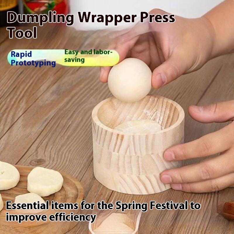 Dumpling Press Set - 1セット木製餃子メーカー - 手動生地プレスツール | 手作り餃子皮型（キッチンクラフトツール）