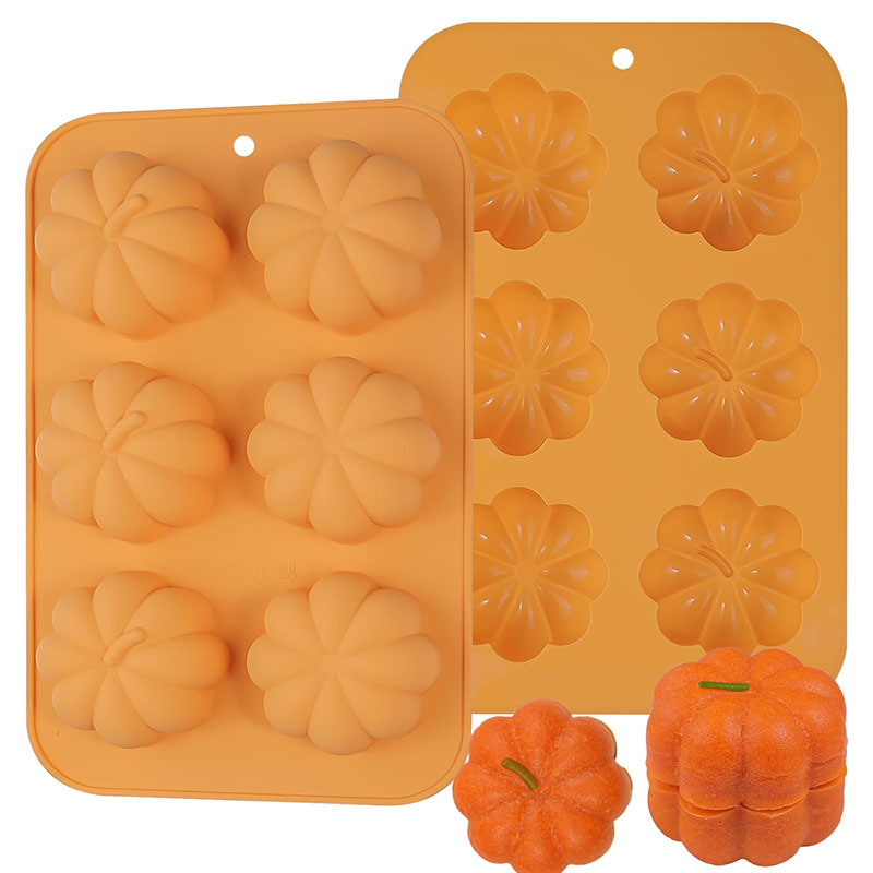 Donut Mold Silicone - シリコンカボチャケーキモールド、カップケーキパン、ベーキングデザート、ムース金、ハロウィーン用トレイ、感謝祭ドーナツ