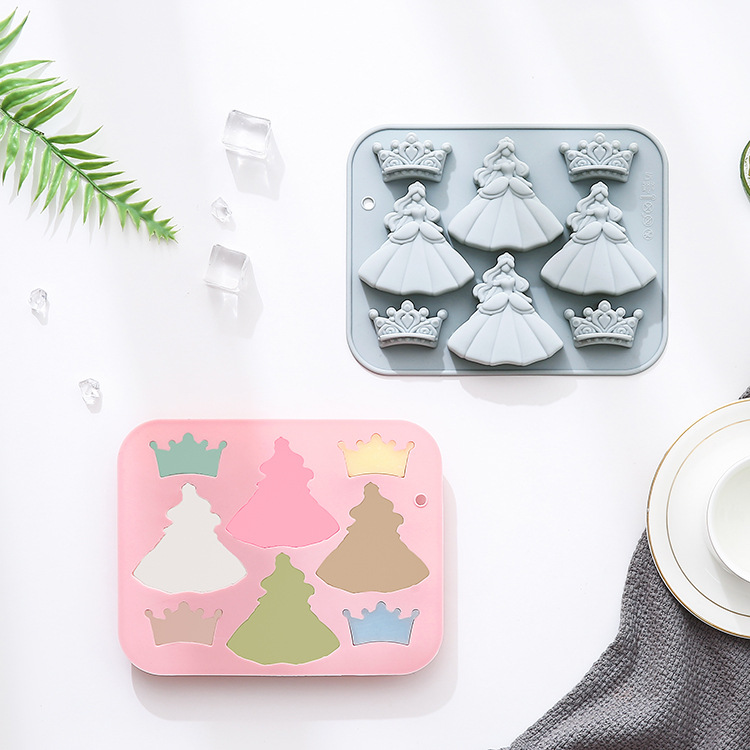 Bunny Cake Mold - 8 穴 3d プリンセスドレスクラウンシリコーン型 Diy エポキシ樹脂型アイスキューブキャンディチョコレート型ケーキデコレーションアクセサリー