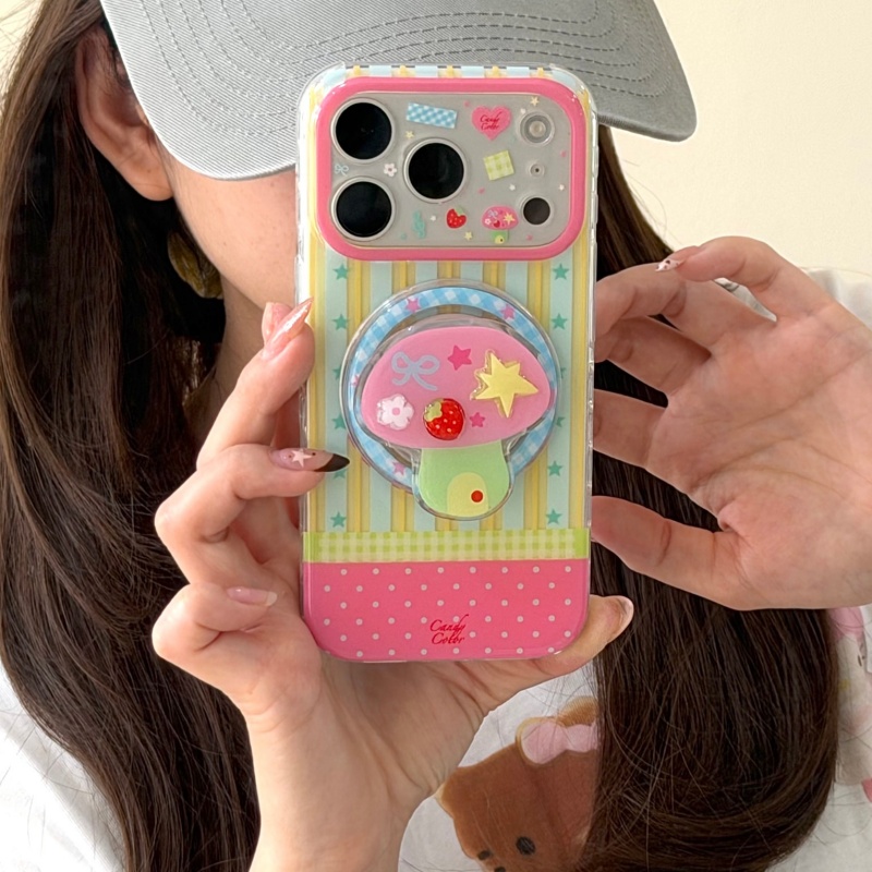 Taco Stand Holder - 韓国風スターストライプキュートマグネット式iPhoneケース iPhone 17 Pro 14 15