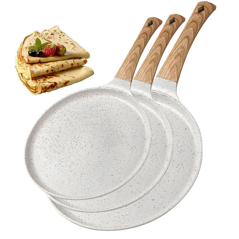 Egg Waffle Pan - 20/24/28cmノンスティッククレープエッグパン、ピザフライパン、トルティーヤグリドルパン、花崗岩コーティングフラットパンケーキパン、IH対応