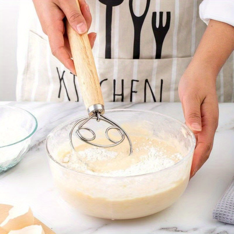 Danish Pancake Pan - 手動生地ミキサー デニッシュ生地泡立て器 ステンレス鋼の卵ビーター ケーキ ペストリー 小麦粉