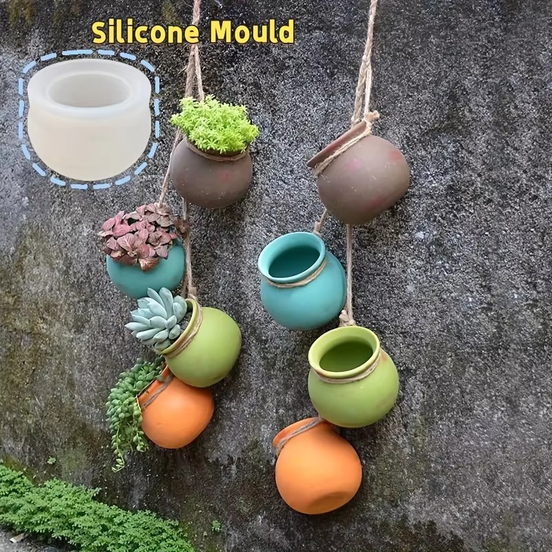 Potsticker Mold - シリコンフラワーポット型、樹脂型、エポキシ型、香り付きキャンドル型、小型多肉植物用フラワーポット、壁掛けフラワーポット、ヴィンテージ陶器型、手作りDIY容器型、エポキシ樹脂製造用型