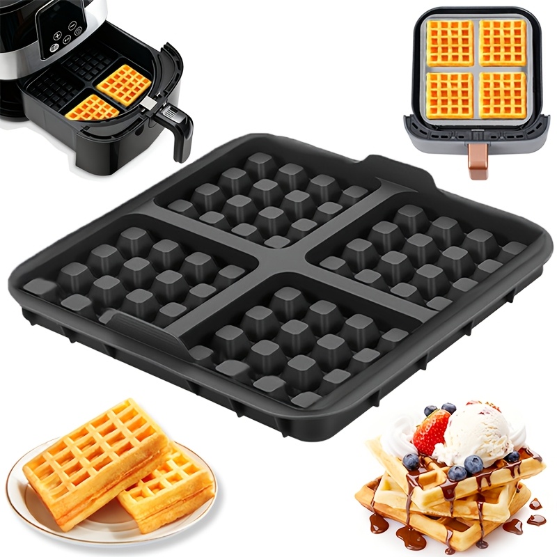 Egg Waffle Pan - 正方形ワッフル型、ノンスティックエアフライヤー用ベーキングパン、ベルギーワッフルパンケーキ用再利用可能