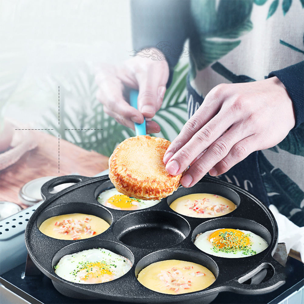 Cast Iron Corn - 7穴フライパン鋳鉄製ノンスティックキッチン調理用ハムパン卵調理用パンバーガー型家庭用キッチンレストラン調理器具
