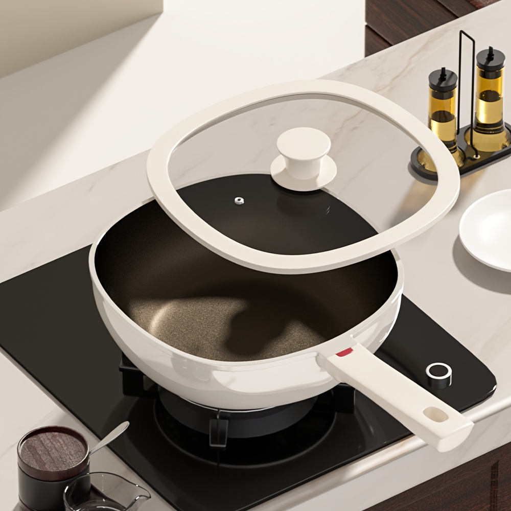 Egg Waffle Pan - 新しいドリームチタンセラミック中華鍋とフライパンセット - シリコン製スパチュラ付きノンスティックフライパン、コーティングフリーの平底ソテーパン、ガス＆IH対応、屋内外兼用ピザ・卵・オムレツ用パン、クリスマスギフトのアイデア
