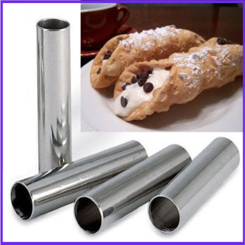 Danish Pancake Pan - Alluminum cannoliフォーム、4チューブ/パックcannoloストレートチューブはくっつかない/陽極croissant danish bread 14.5cm x2.5cm