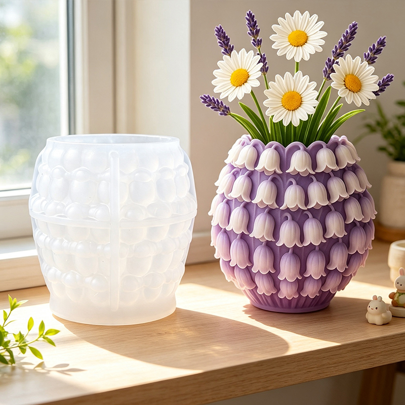 Potsticker Mold - 3Dスズランの花瓶シリコンモールドDIYペンホルダー植木鉢収納容器クラフトキャスティングモールドホームデスクトップデコレーション