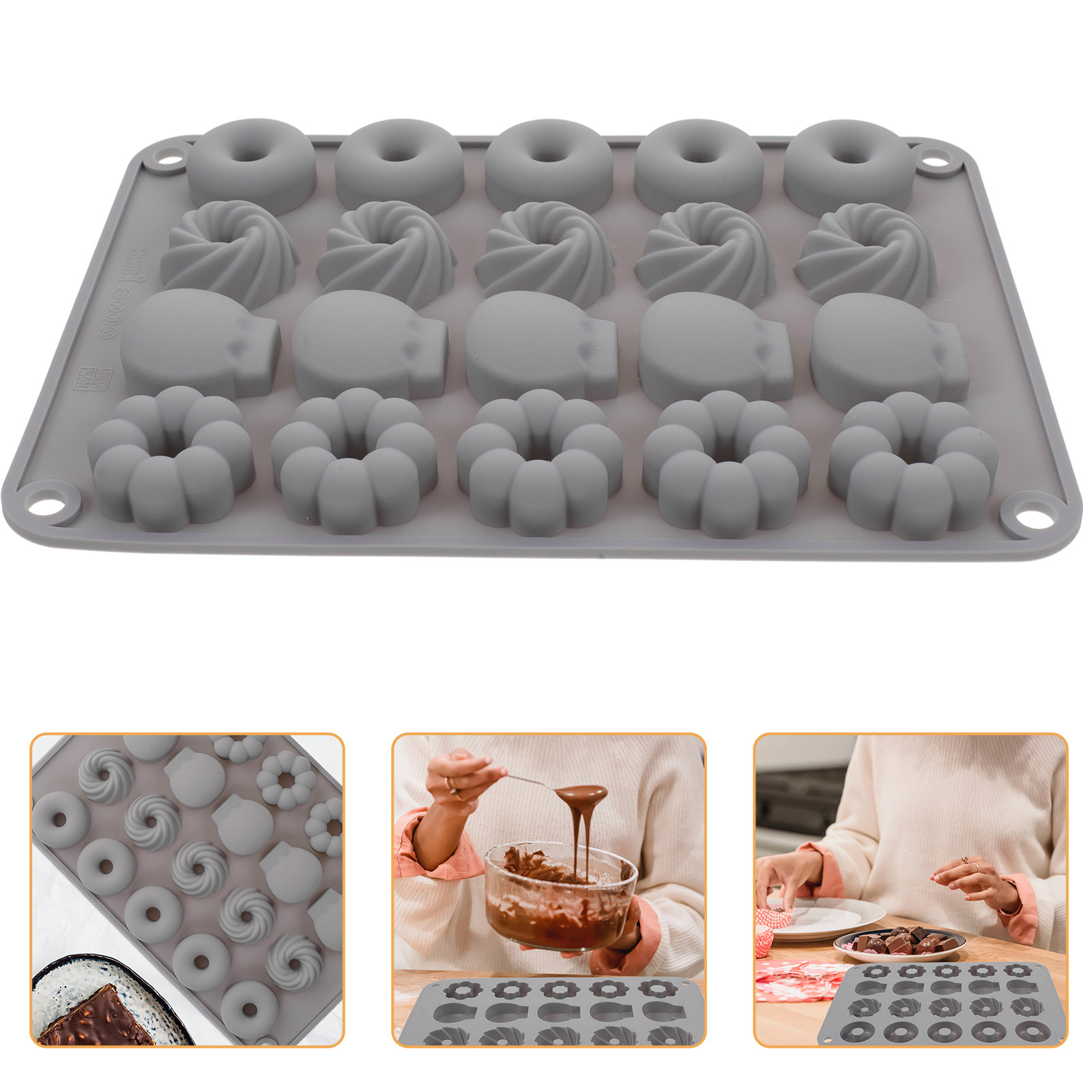 Donut Mold Silicone - チョコレートドーナツ型シリコンミニベーカリーキャンディゼリーDIYファッジ製造用キッチン型シリコン型（クレヨン用）