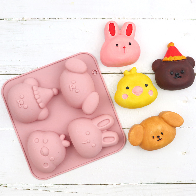Bunny Cake Mold - 犬チョコレートケーキベーキングモールド漫画動物ペットおやつムースクマウサギアイスキューブトレイゼリー石鹸デコレーションカップケーキトッパー