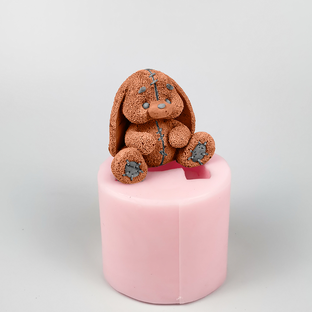 シリコーン型 3D かわいい漫画ぬいぐるみウサギの石鹸シリコ - Bunny Cake Mold のレビューと価格