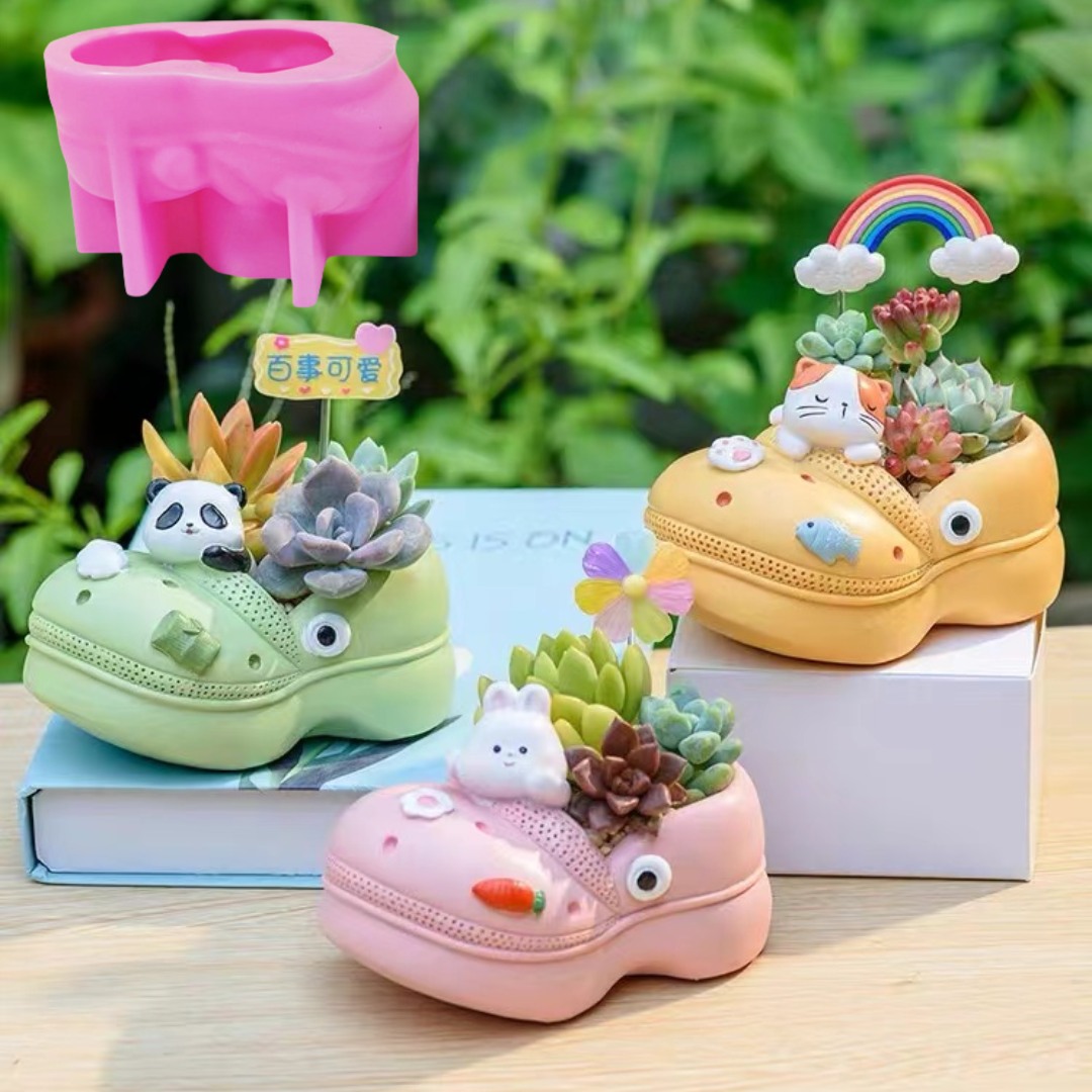 多肉植物、植木鉢、樹脂シリコンモールド、穴靴、サンダル、収納 - Potsticker Mold のレビューと価格