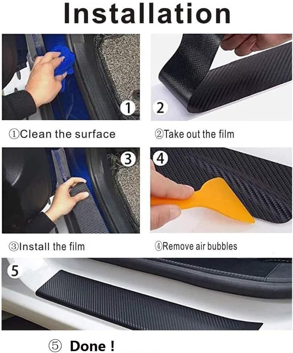 車のドアシルプレートガードステッカーしきい値プロテクターカー - Crepe Pan Carbon のレビューと価格