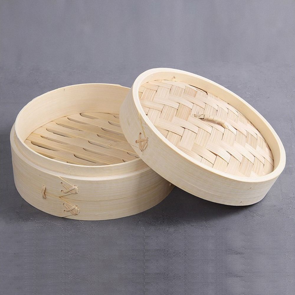 中国蒸し器 竹製蒸し器 蓋付き 肉まん、餃子、野菜、点心、ス - Bao Steamer Bamboo のレビューと価格