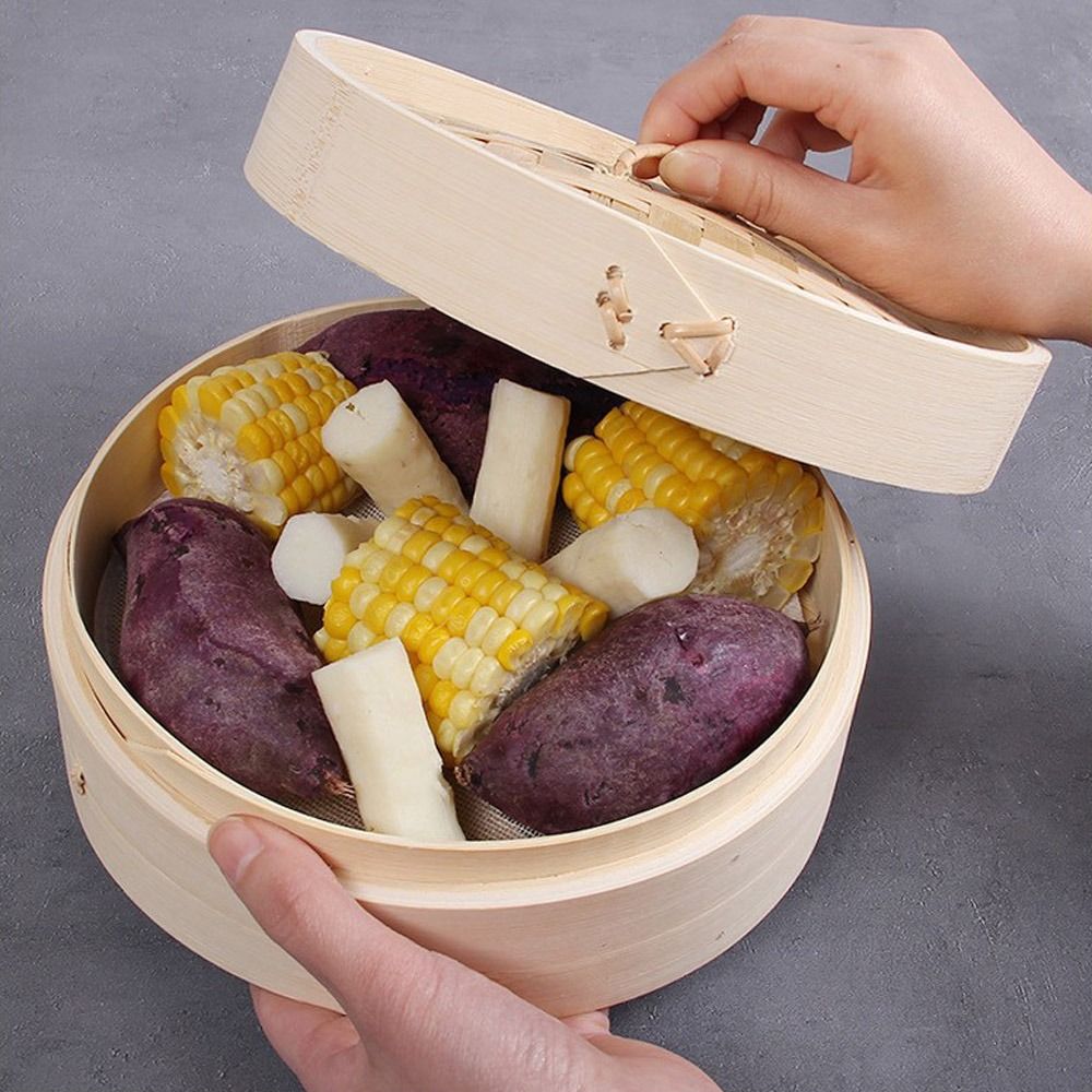 中国式蒸し器、蓋付き竹蒸し器、肉まん蒸し器、蒸しバスケット、 - Bao Steamer Bamboo のレビューと価格