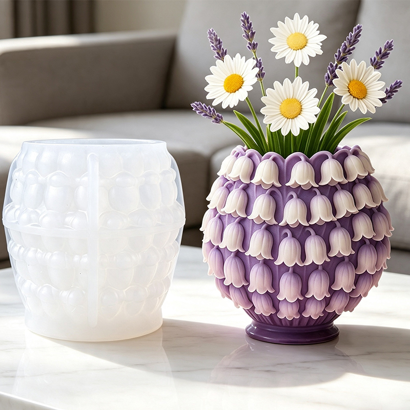 3Dスズランの花瓶シリコンモールドDIYペンホルダー植木鉢収 - Potsticker Mold のレビューと価格