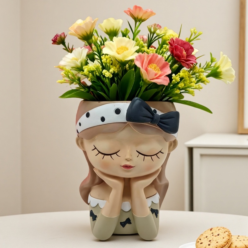 シリコンモールドかわいいリボンガール植木鉢北欧スタイルDIY - Potsticker Mold のレビューと価格