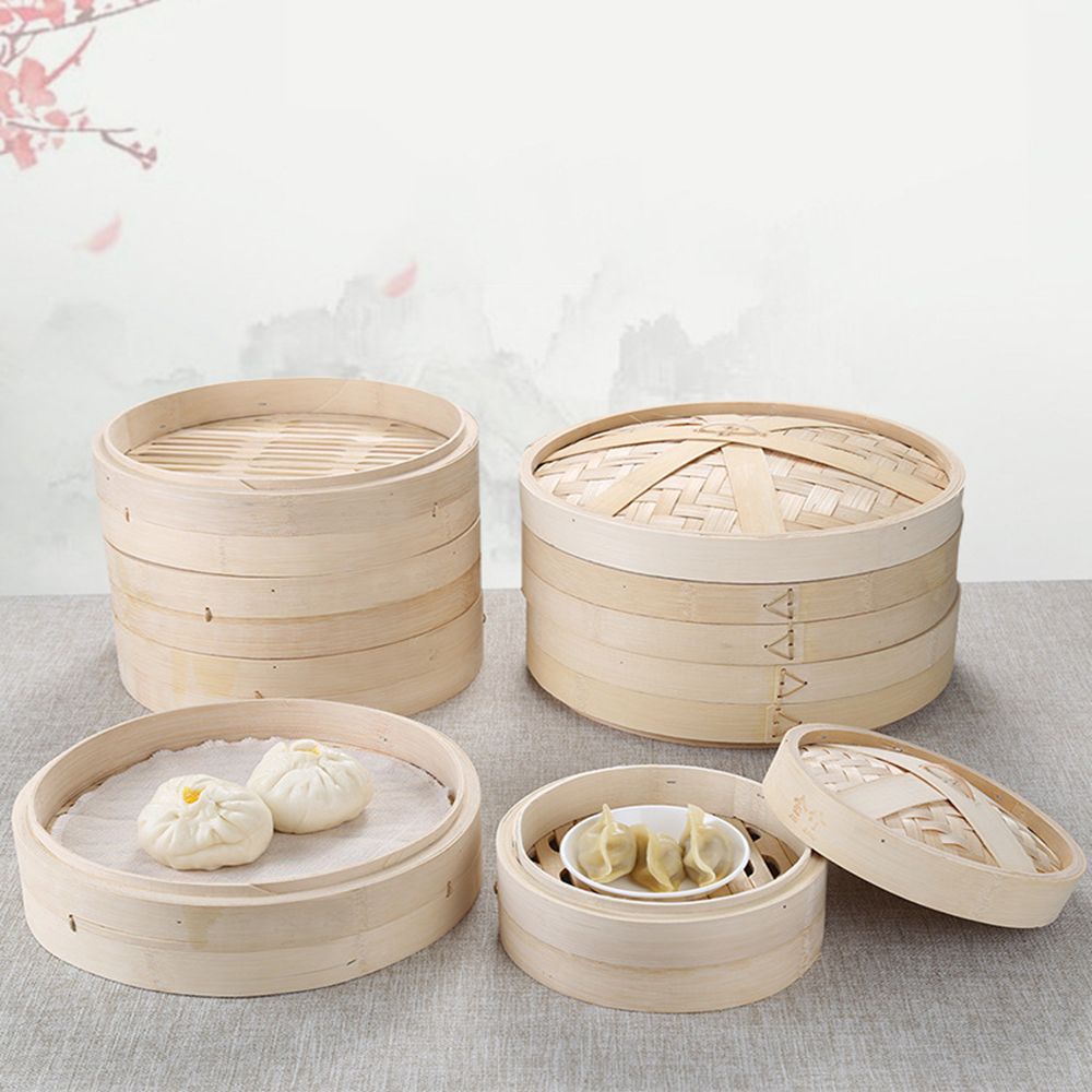 ハンドルスチームバスケットはおいしいバオバンズを作るキッチン - Bao Steamer Bamboo のレビューと価格