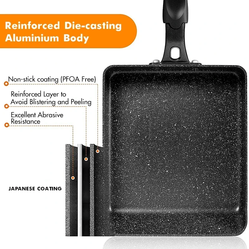 焦げ付き防止の日本のオムレツ鍋/タマゴヤキ、長方形の鍋、卵フ - Egg Waffle Pan のレビューと価格