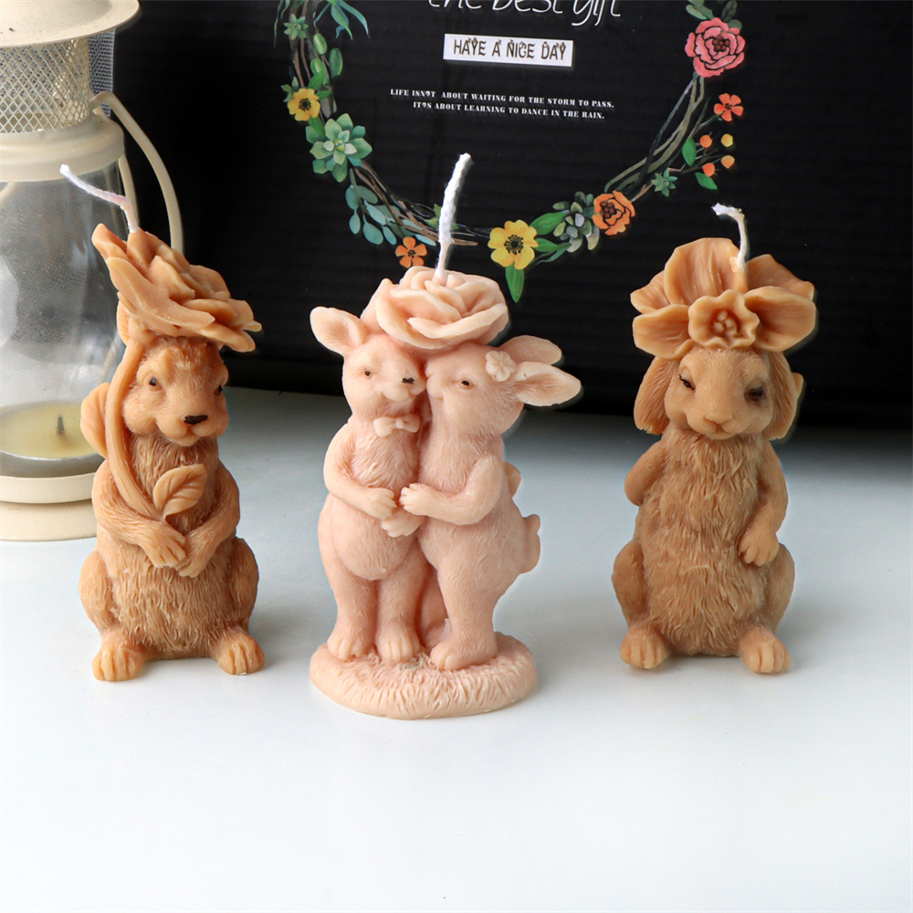 3D 花ウサギキャンドルシリコーン型 DIY 石鹸樹脂石膏動 - Bunny Cake Mold のレビューと価格