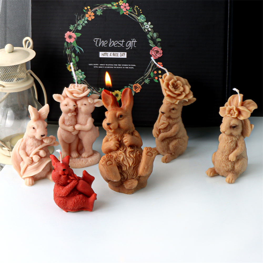 3D 花ウサギキャンドルシリコーン型 DIY 石鹸樹脂石膏動 - Bunny Cake Mold のレビューと価格