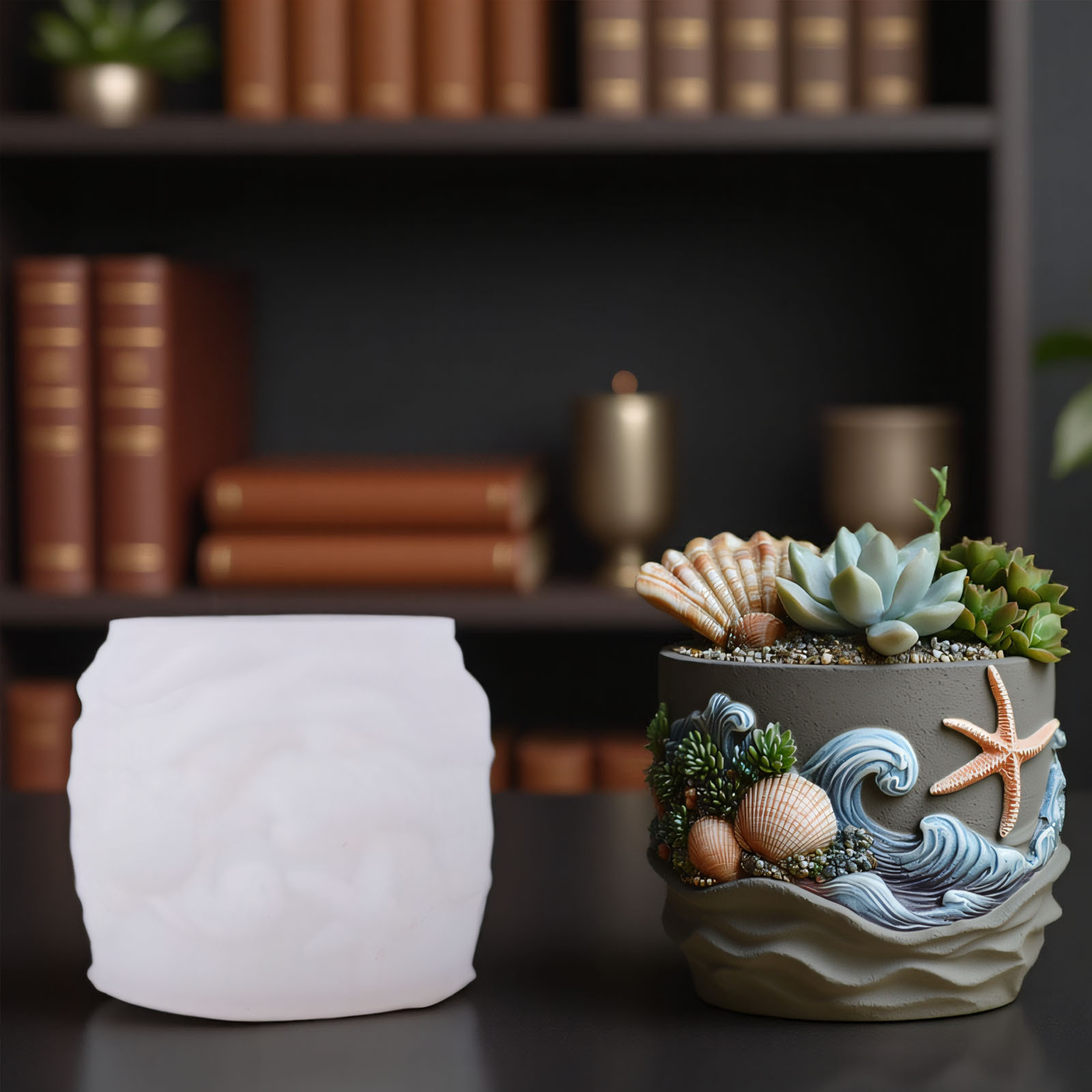 海洋生物レリーフ多肉植物植木鉢樹脂シリコン型貝殻ヒトデレリー - Potsticker Mold のレビューと価格