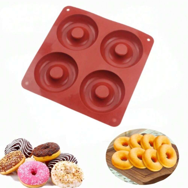耐熱性シリコン型,4穴,大きなドーナツ,ケーキプリン,ゼリー - Donut Mold Silicone のレビューと価格
