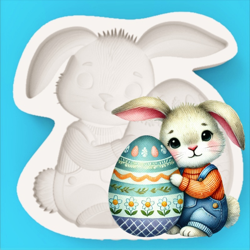 イースターエッグを抱えたウサギのシリコン製ベーキングモールド - Bunny Cake Mold のレビューと価格