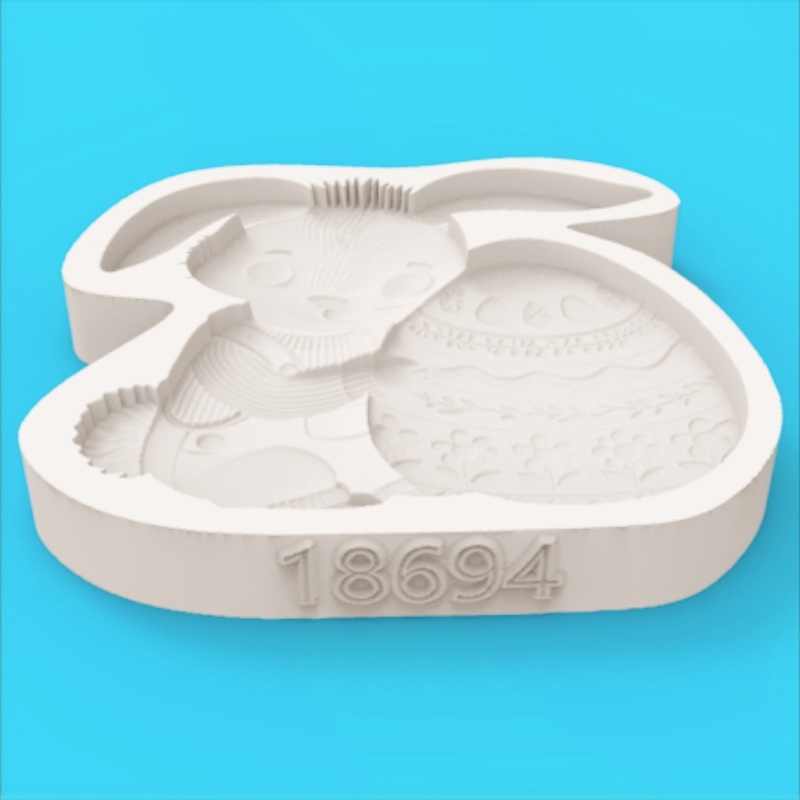 イースターエッグを抱えたウサギのシリコン製ベーキングモールド - Bunny Cake Mold のレビューと価格