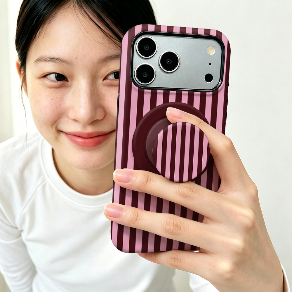 ストライプ柄マグネット式ケース iPhone 17 16 1 - Taco Stand Holder のレビューと価格